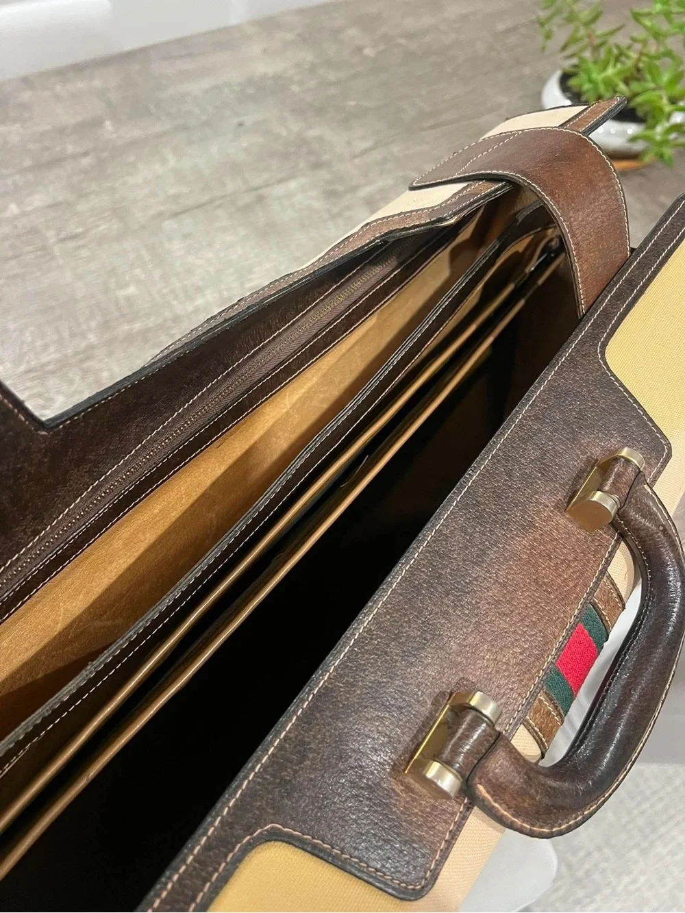 Vintage Gucci Briefcase Canvas Bag